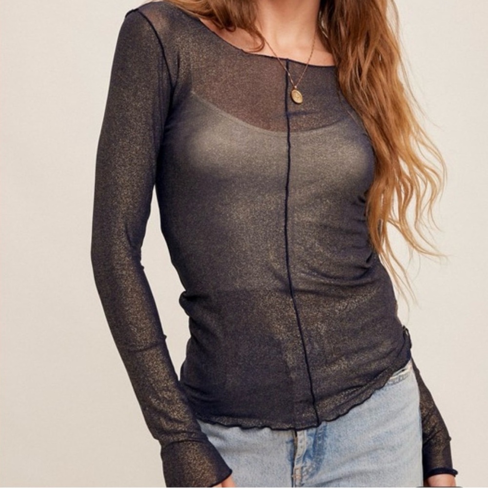 Navy Shimmer top